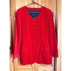 Bogner Vintage Red Cotton Velvet Blazer Jacket Made in Germany US‎ 12